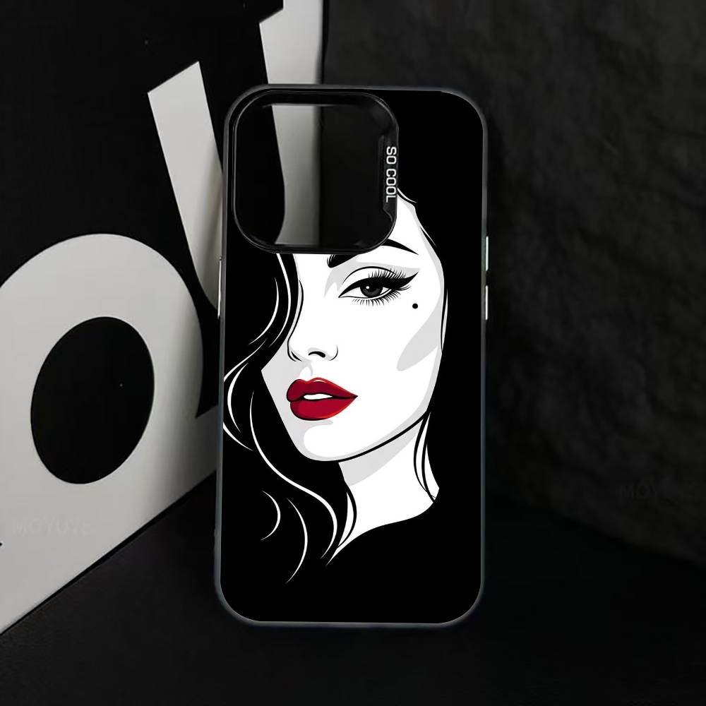 

Line art Phone Case For iPhone 17,16,15,14,13,12,11 Plus,Pro Max,XS,Colored Silver Plated Inside Cover iPhone12PROMAX