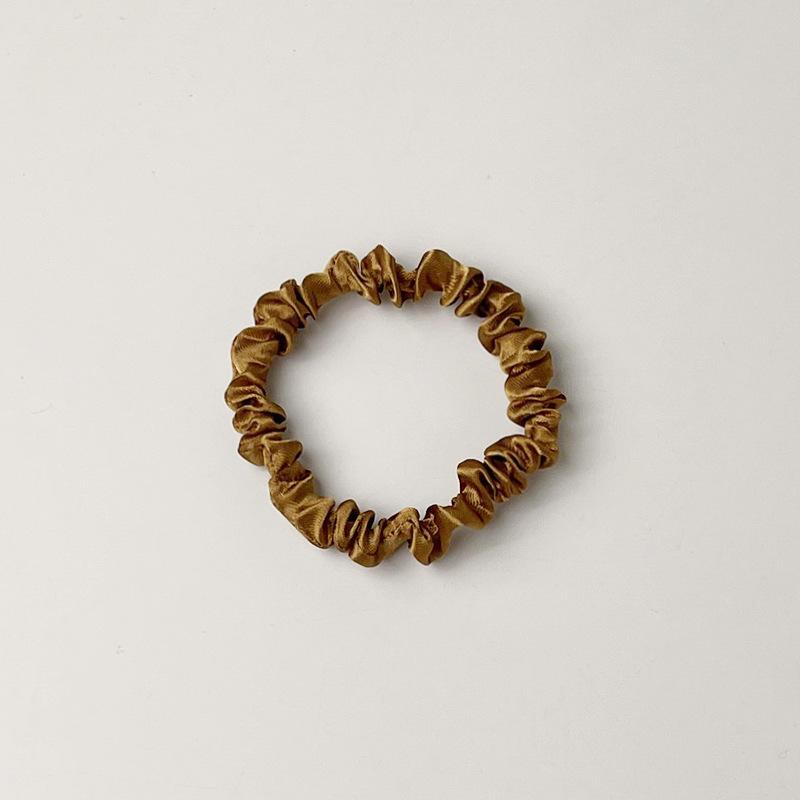 European Milk Coffee Color Satin Hair Tie - Rubber Band Intestine Style Head Rope, High-Grade Fabric Hair Accessory kávová