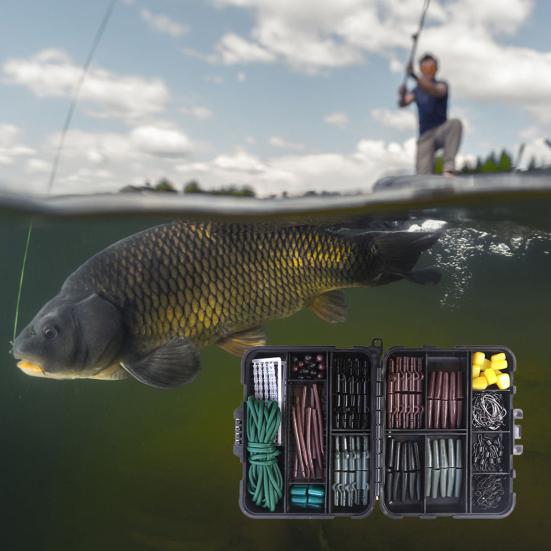 Fishing Hooks Accessories Set with Storage Box High Durability Rust Resistant Compact Portable Fishing Rig Kit