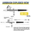 Professionelle Double-Action-Airbrush Bd-130 mit montierten 0,3-mm-Düsen und -Nadeln