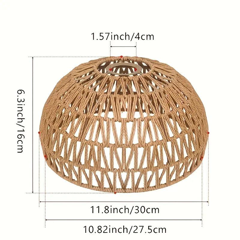 Abajur Boem din Bambus Țesut Manual cu Frânghie de Hârtie