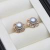 Beautiful Natural Freshwater Pearl Earrings Woman,Cute White Silver 925 Stud Earrings Pearl Wife Girls Birthday Gift White