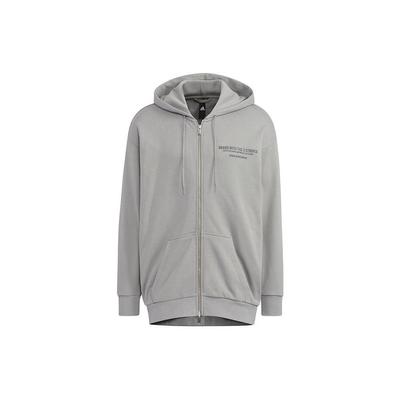 adidas Bluza z kapturem i sznurkiem z nadrukiem liter, z długim rękawem, męska odzież wierzchnia, jasnoszara HZ7027