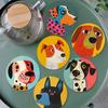 1 Set Cartoon Dog Pattern Cute Coasters Ideal Gift Bohemian Print Tableware Home Decor Practical Multi-style