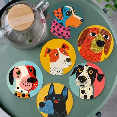 1 Set Home Decor Cute Coasters Party Cartoon Dog Pattern Practical Floral Pattern Ideal Gift Placemats Tableware Multi-style