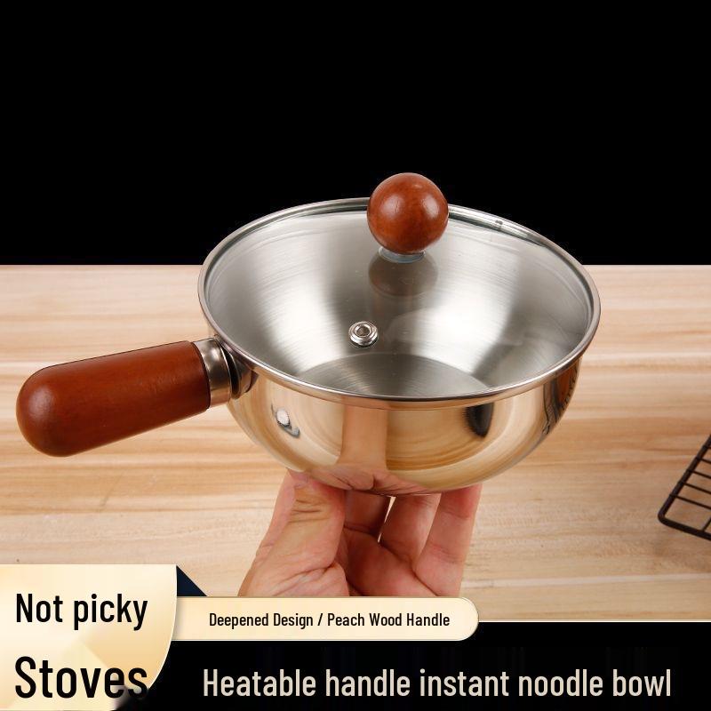 Multi-function Small Stainless Steel Sauce Pot with Anti-scald Wooden Handle for Baby Food and Milk