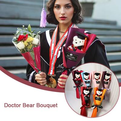1/2 Stück Plüsch Bär Bouquet Cartoon Doktor Bachelor Abschlusssaison Baby Bär Blume Kreativ 35CM