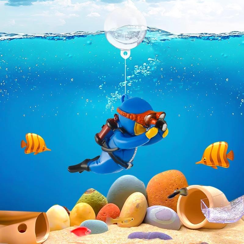 

Аквариум Настольный Маленький Аквариум Украшения Орнамент Водолаз Плавающий Креативный ПВХ Кукла One Size синий