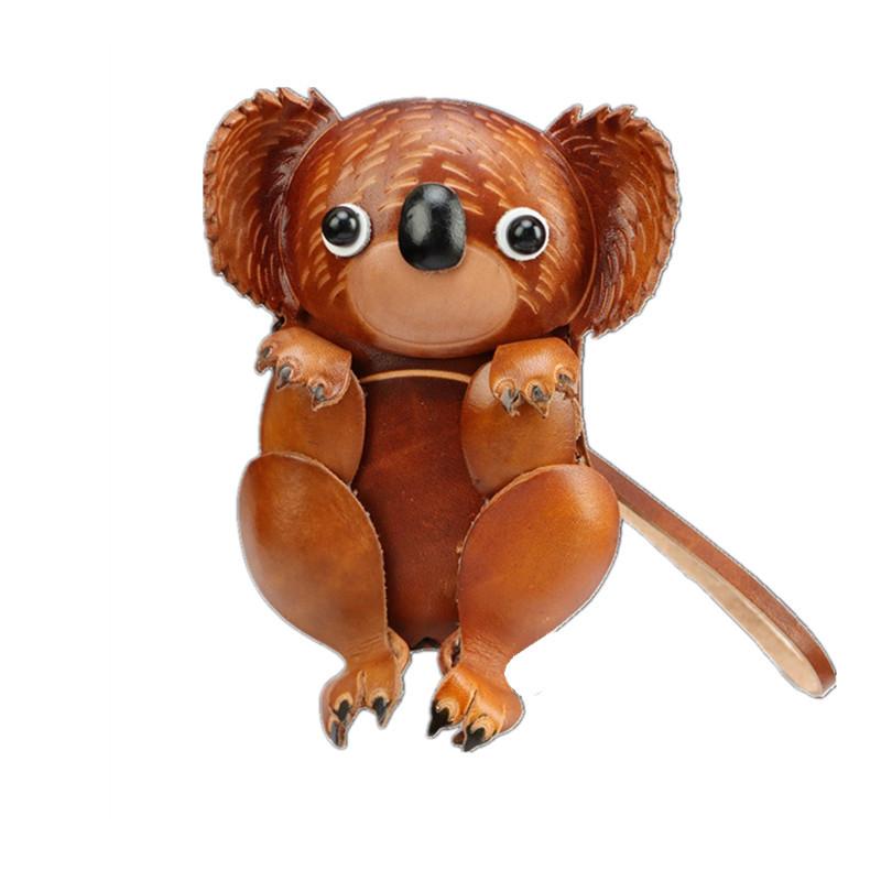 First Layer Cowhide Creative Small Koala Change Bag Koala Bag Cute Hand Bag Key Bag Birthday Gift