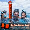 5ft Scuba Diving Surface Marker Buoy (SMB), Safety Sausage with Plastic 98ft Finger Spool Reel and Double Ended Hook Clip + Emergency Whistle for