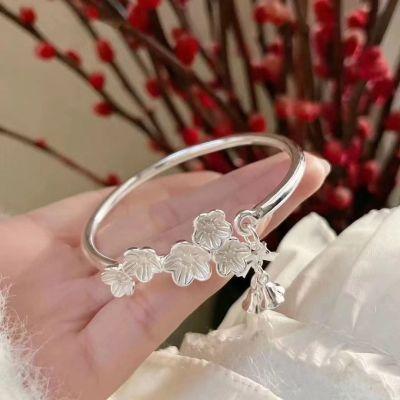 999 pure silver-plated plum blossom bell, new Chinese style smart glossy open silver-plated bracelet Valentine's Day gift s