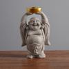 Sandstone & Handmade Resin Craft Statue, Chinese Style Smiling Buddha & Maitreya Buddha, Gold-Painted Creative Gift Decoration
