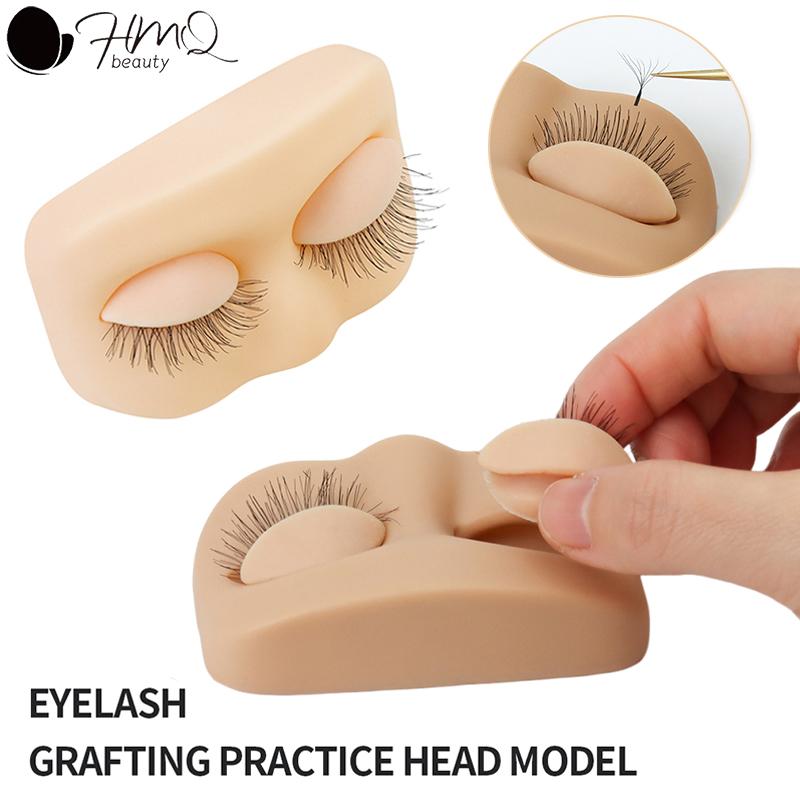Eyelash Extension Practice Head with Removable Eyelids Flat Mannequin Model Lash Grafting Training Makeup Teaching Accessories