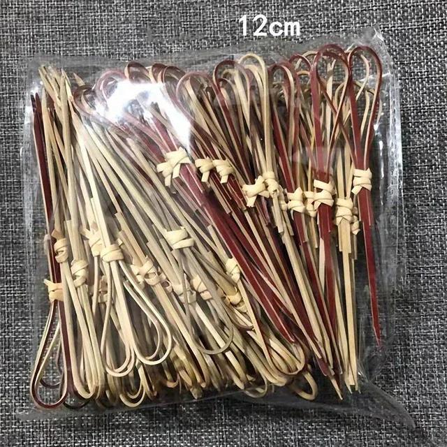 12cm Praktische Einweg-Bambusgabeln Party-Buffet Fruchtspieße Desserts Cocktail-Dekoration Hochzeitsfeier-Zubehör 100 Stück
