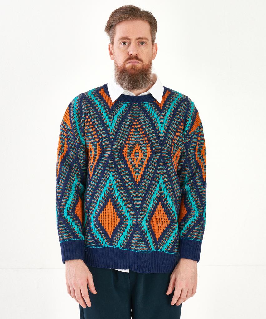 SMITHARMOR Sa Oversized Fit Argyle Knit_Navy