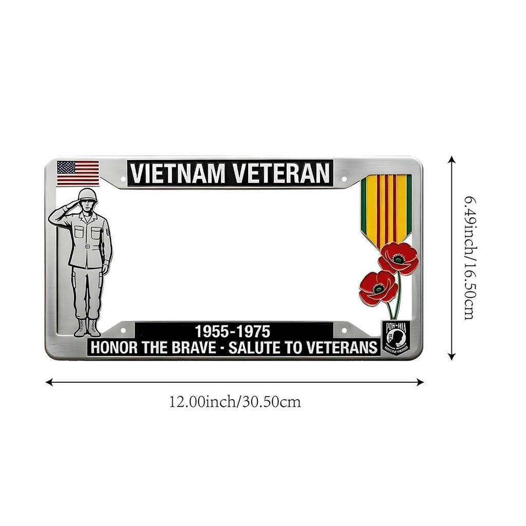 Veteran Memorial License Plate Iron Art Frame Ornament