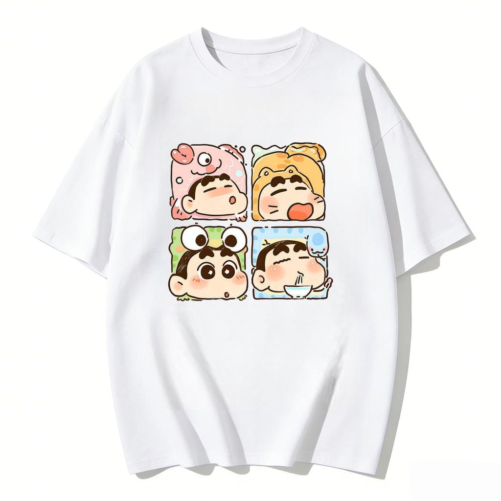 Crayon Shinchan Cute Cartoon T Shirt Couple Clothes Family Matching Tee Summer Casual Short Sleeve Cotton Top Fashion Streetwear