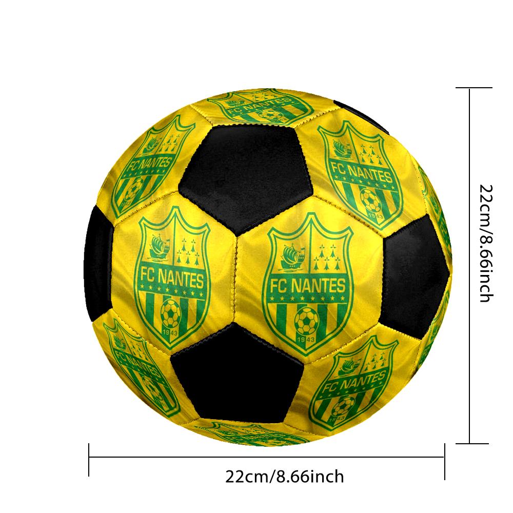 FC Nantes Indoor Soccer Ball Colorful Machine Stitched PVC Size 5 Team Training Competition Ready Durable High-Bounce Cool Sports Gift