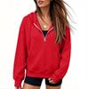 Women's Half Zip Hoodie Long Sleeve Color Thick Lined Sweatshirt for Fall