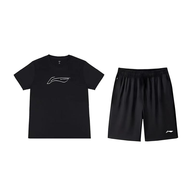 

Простой пуловер с круглым вырезом и принтом логотипа Li Ning, быстросохнущий, удобный, модный, универсальный, повседневный спортивный костюм, унисекс костюм YTSU141-2+AKSV843-1 L