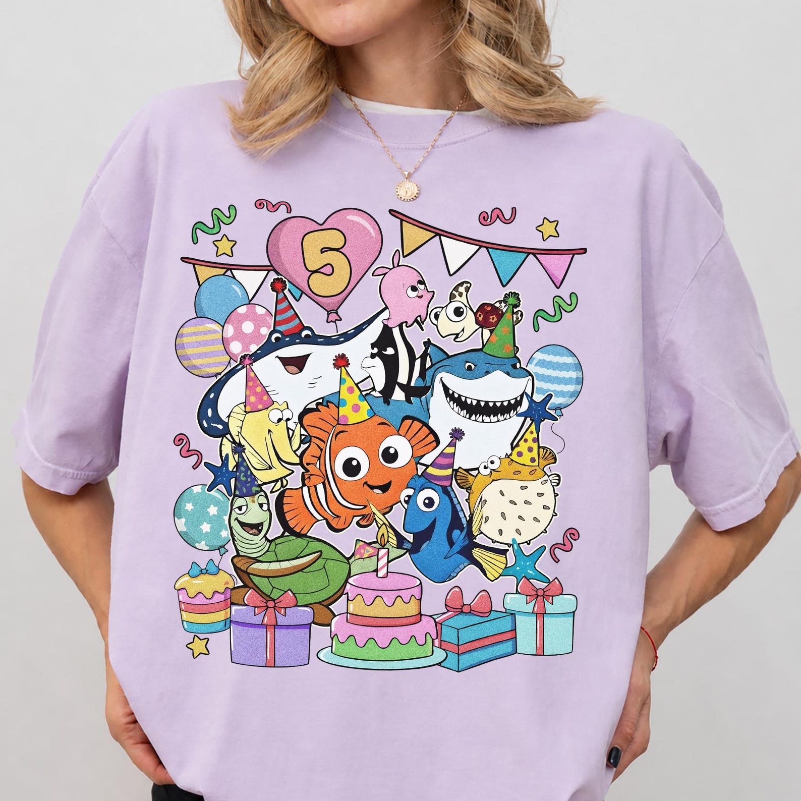 Finding Nemo Birthday Shirt, Custom Name Age, Under The Sea Party Outfit, Disneyland Gift 2XL