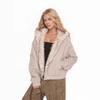 American vintage mountain carving jacket for women, autumn/winter hooded fur collar short jacket, thickened fluffy hot girl jacket, street style