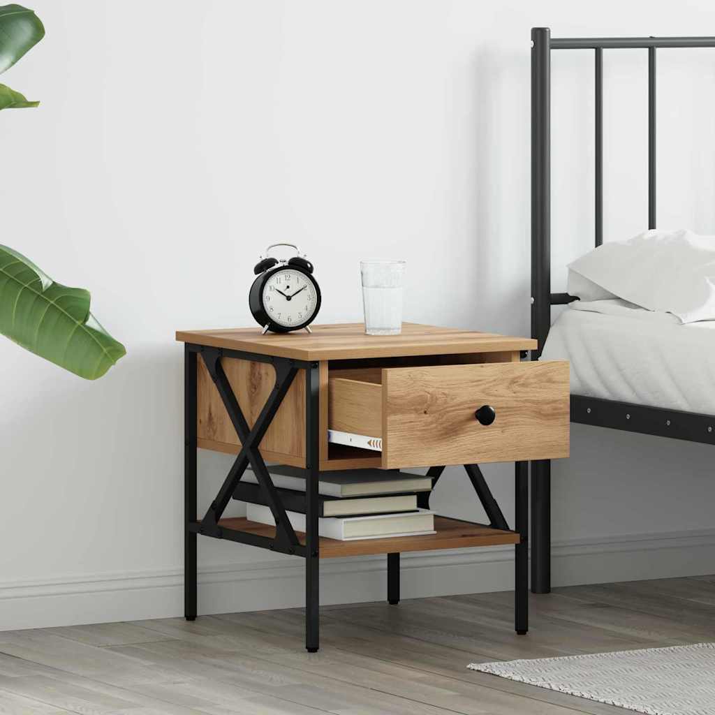 Nightstand Artisan Oak 40 X 42 X 45 Cm Plywood and Metal