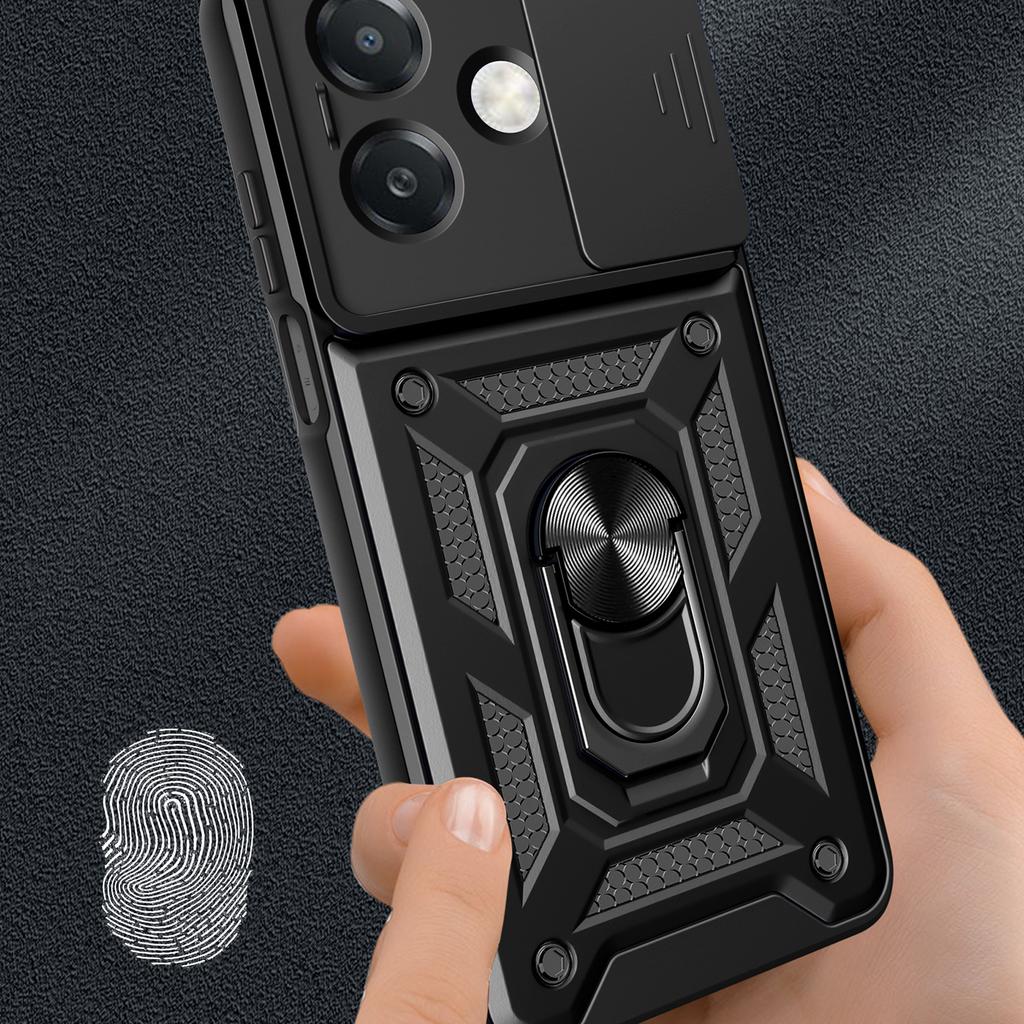 Pentru Oppo A40 5G/A40 4G/A60 5G/A3x 5G (India)/Husă A3x 4G cu capac glisant pentru cameră, PC+TPU, suport, husă pentru telefon