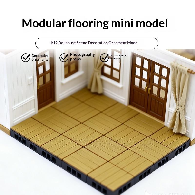 1/4Pcs 1:12 Dollhouse Flooring Simulation Outdoor Floor Bricks Miniature Modular Anti Corrosion Floor Mini Model Furniture Decor