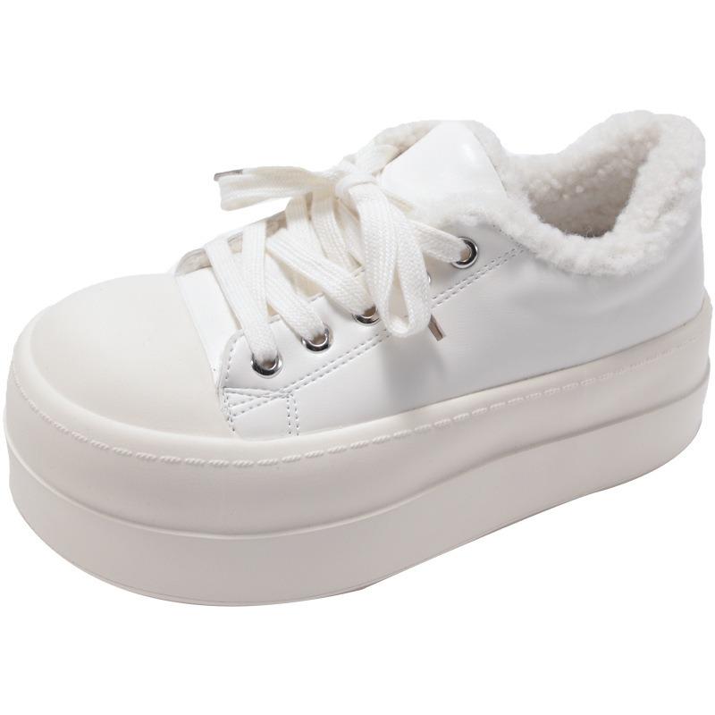 Thick-soled Big-headed Shoes Women's New Winter Sports Shoes Fashionable Warm and Heightening Casual Board Shoes