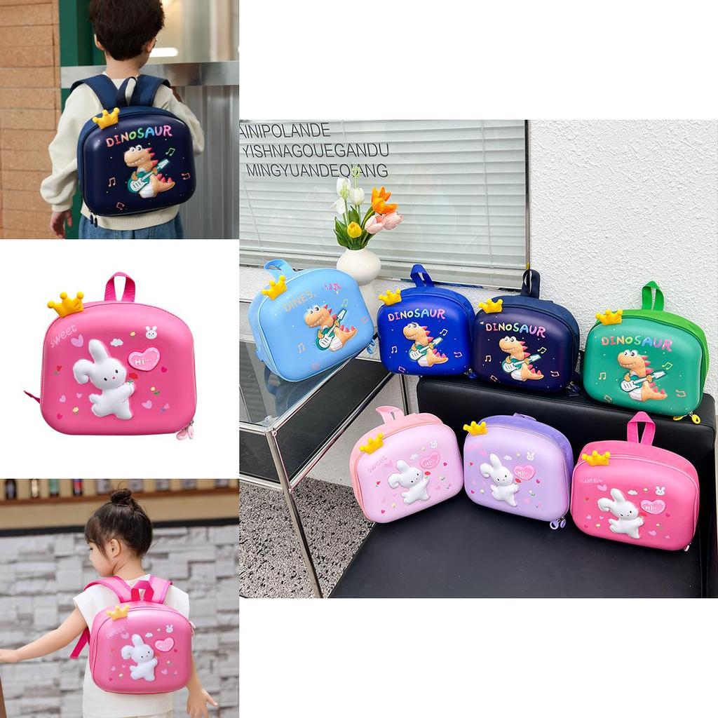 Trendy Led Flashing Children's Eggshell Backpack With Cute Dinosaur And Rabbit Design