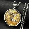 Arcángel SAN MIGUEL PROTÉGENOS Colgante Medalla Cabujón de Vidrio Collar Acero Inoxidable Chapado en Oro Amuleto Cristiano Joyería