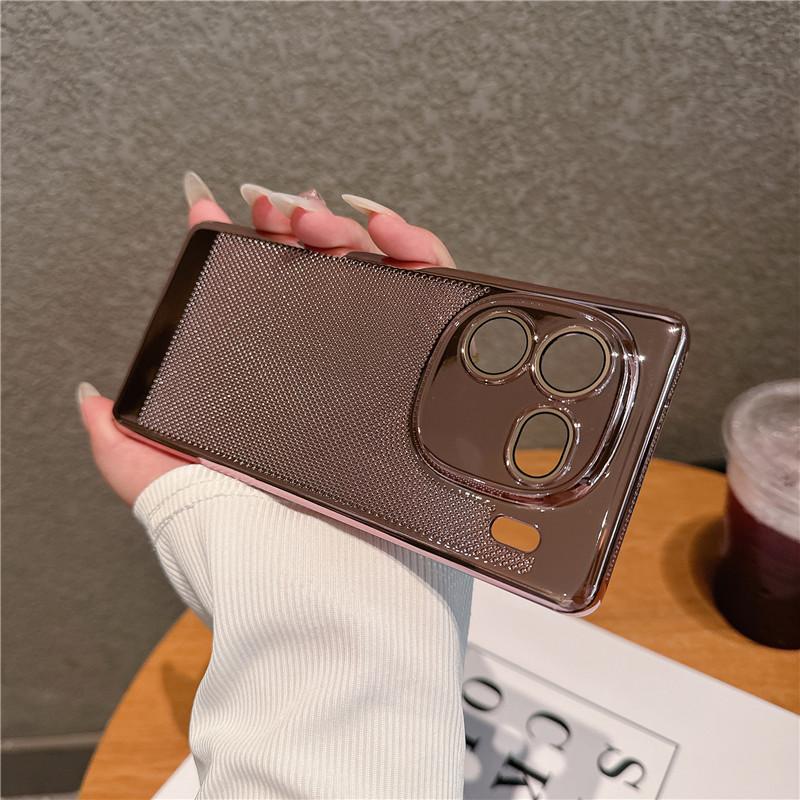 Full Cover Plating Grid Heat Dissipation PC Case With Lens Film For Vivo iQOO 12 Pro Back Shell Protector
