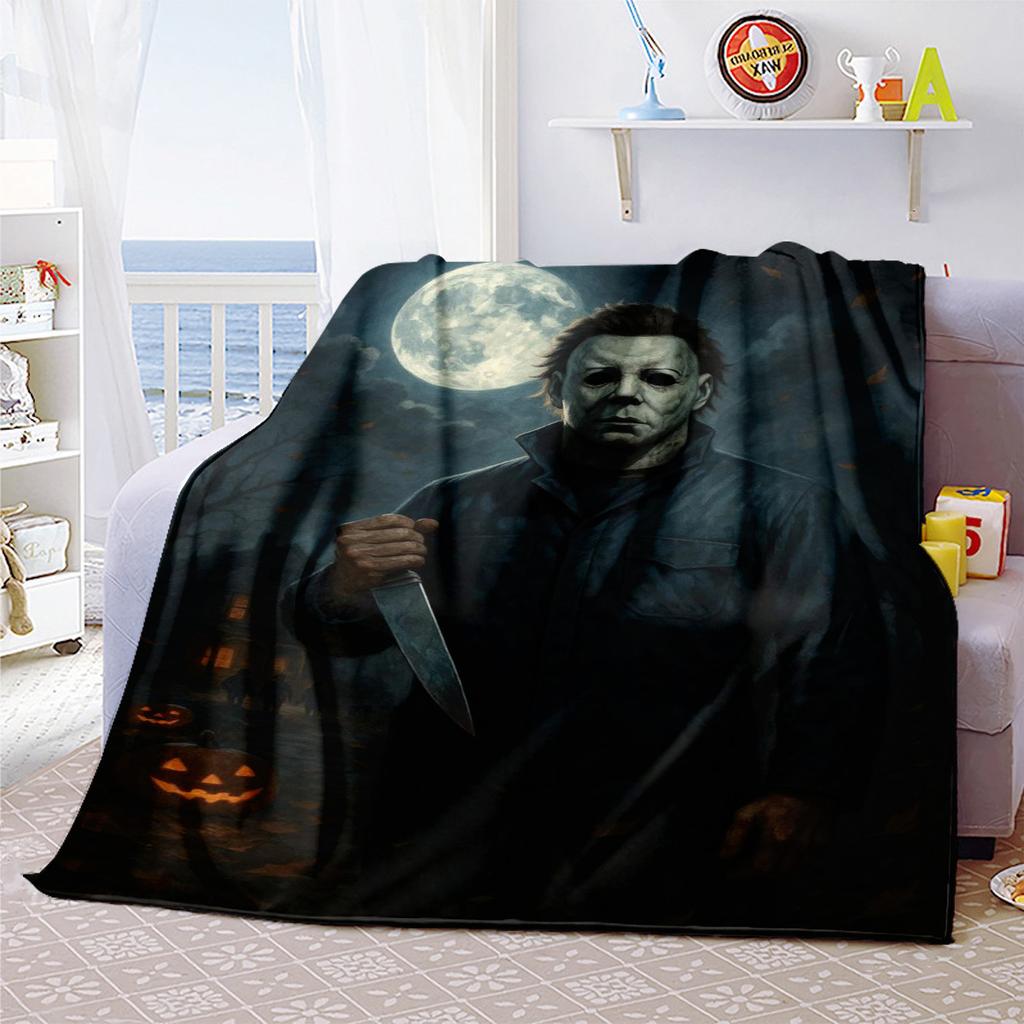 Couverture Affiche de Film d'Horreur Halloween Parfaite Toutes Saisons Douce Confortable Canapé Bureau Sieste Voyage Cadeau Festif