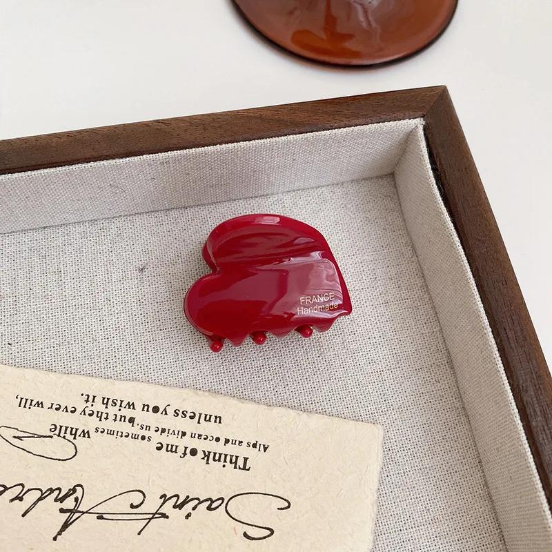 3.5cm Small Hairclaw Acetate Hair Crabs for Girls Cute Heart Shaped Hairclips for Women and Children Hair Accessories