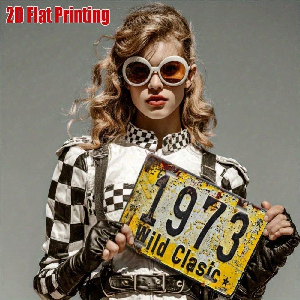 Vintage 1973 Classic Metal License Plate Wall Art 11.8x5.9 Inches Rustic Aluminum Sign for Garage Man Cave Retro Outdoor Decor