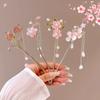 Sweety Romantic Hairpin For Women Vintage Chinese Style Flower Tassel Hair Stick Elegant Trendy Metal Jewelry Hair Accessories