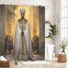 Afrikaans Koning & Leeuw Thema Polyester Douchegordijn - Artistieke Badkamer Decoratie, Stijlvolle Badkuip Scheidingsgordijn
