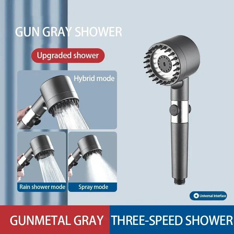 3-Mode High-Pressure Shower Head - Portable Filter + Rainfall Spray (Home/Bathroom Water Purifier)