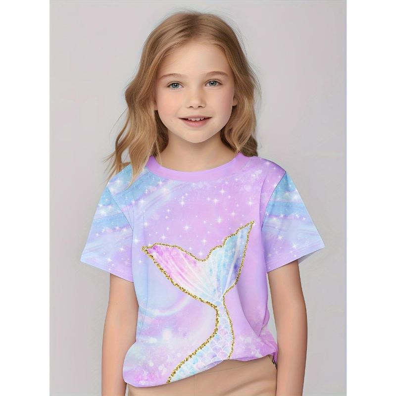 

Милая футболка с коротким рукавом с мультяшным принтом для девочек, детская, мягкая, удобная футболка для девочек 170