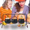 Halloween Witch Bucket 3 Can Iron Rack Set Candy Bucket Cauldron Candy Bowl Iron Pot Bucket for Treat Kitchen Dining Home Decor