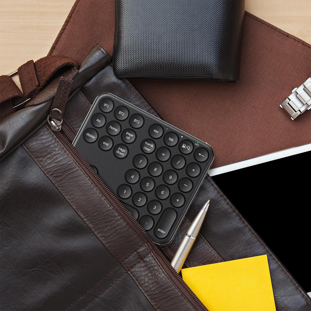 iClever IC-KP11 Numeric Keypad, Bluetooth Wireless Number Keyboard with Pantograph, Type-C Charging, Ultra-Slim Metal Construction, Numlock Link,