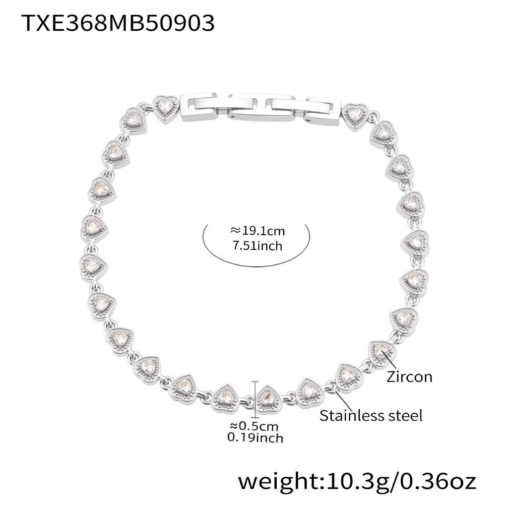 Qiong Yao Handmade Luxury Claw-Set 5A Heart-Shaped Zirconia Bracelet Necklace