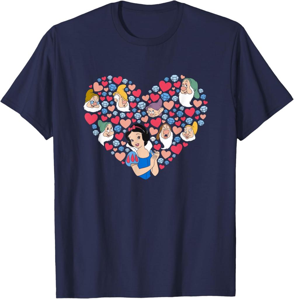 Hot Fashion Unisex Snow White and The Seven Dwarfs Heart Valentine's Day T-Shirt S-4XL Four Seasons