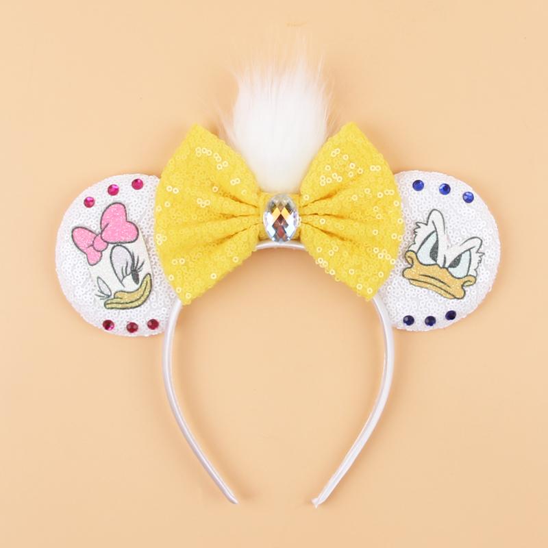 Trip Mickey Ears Headband For Girls Women Sequin Castle 5"Bow Hairband Festival Party Cosplay DIY Hair Accessories
