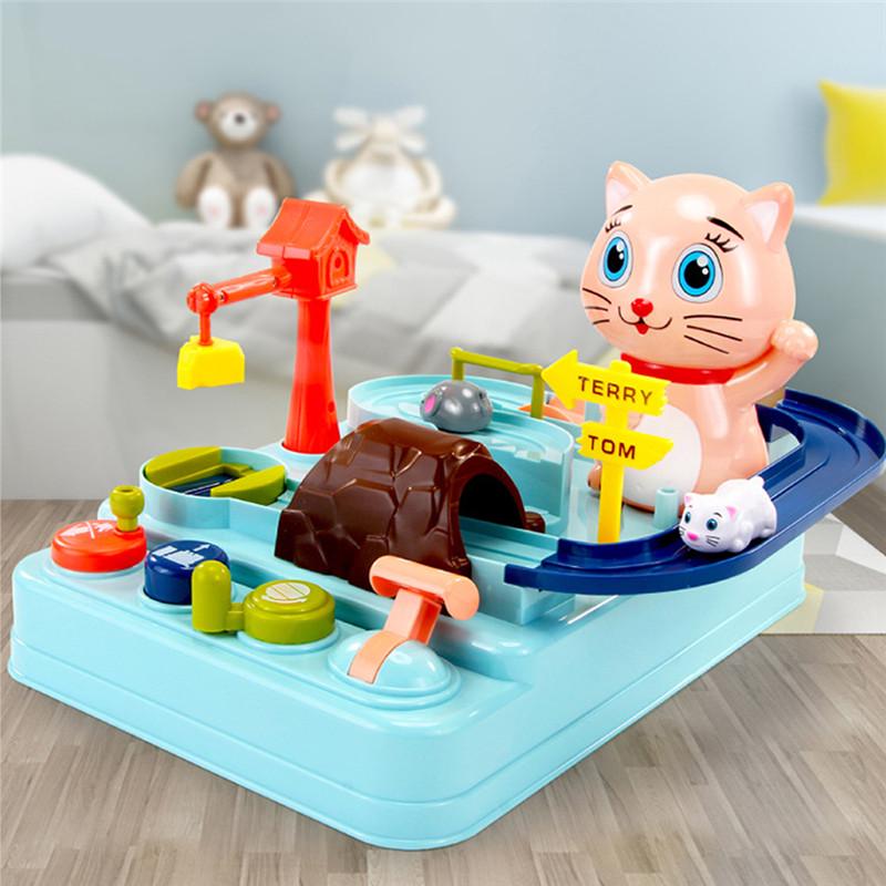 Cat and Mouse Adventures Electric Railcar Toy Elevator Childrens Educational Toy