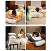 Bed Rest Reading Pillow with Arm Support Cartoon Print Detachable Backrest Support Sofa Couch Pillow Cushion