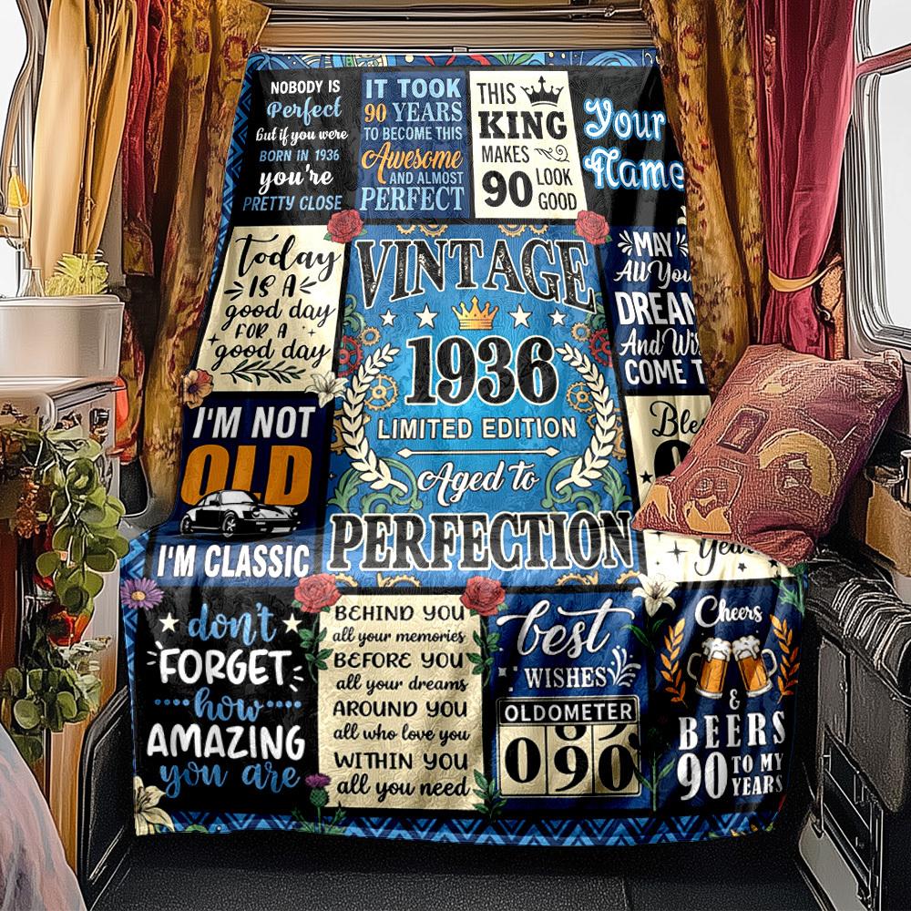 Vintage 1936 Celebration Lightweight Blanket Soft Cozy Perfect For Sofa Couch Office Bed Picnics Ideal For All Seasons Modern Style Ideal Gift For