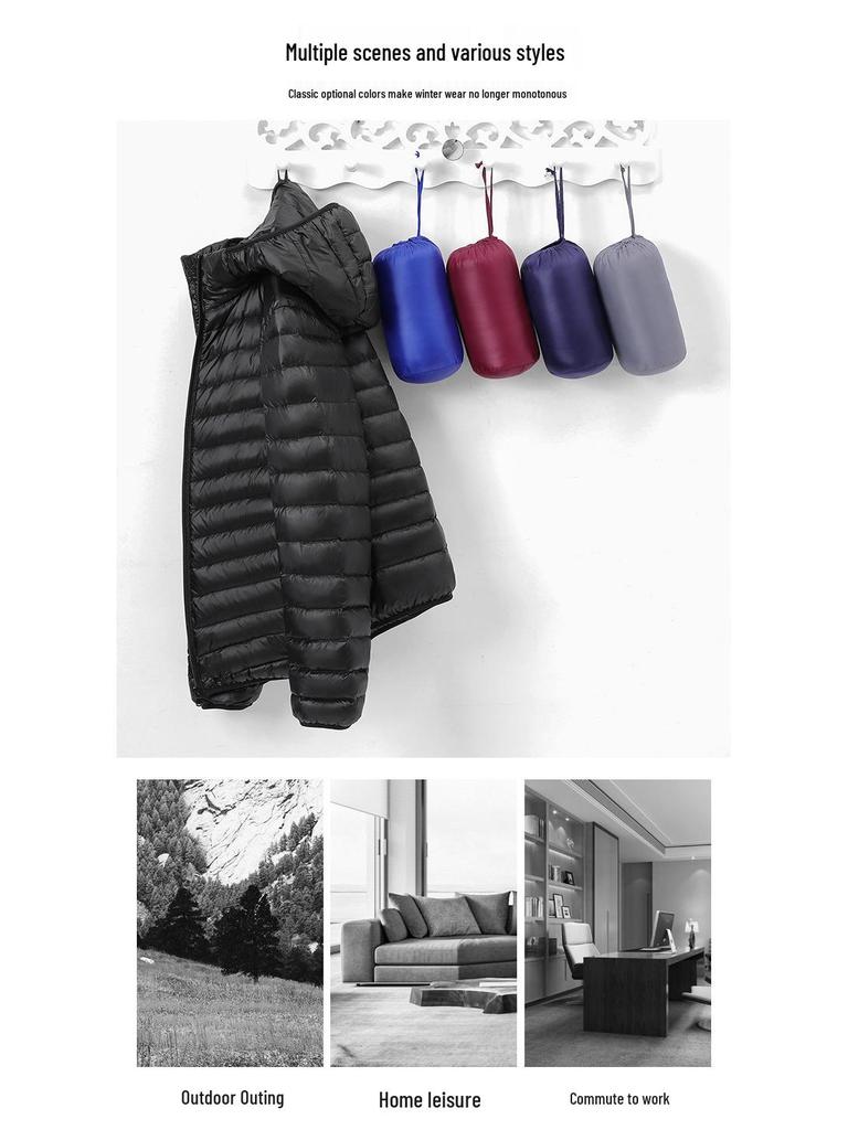 Trendy Men's Hooded Lightweight Down Jacket - 90% White Duck, Perfect for Spring & Autumn