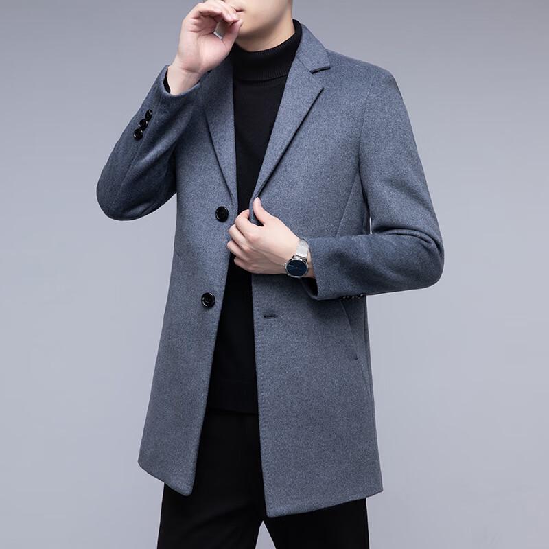 Firstview Men's Business Casual Mid-length Wool Overcoat